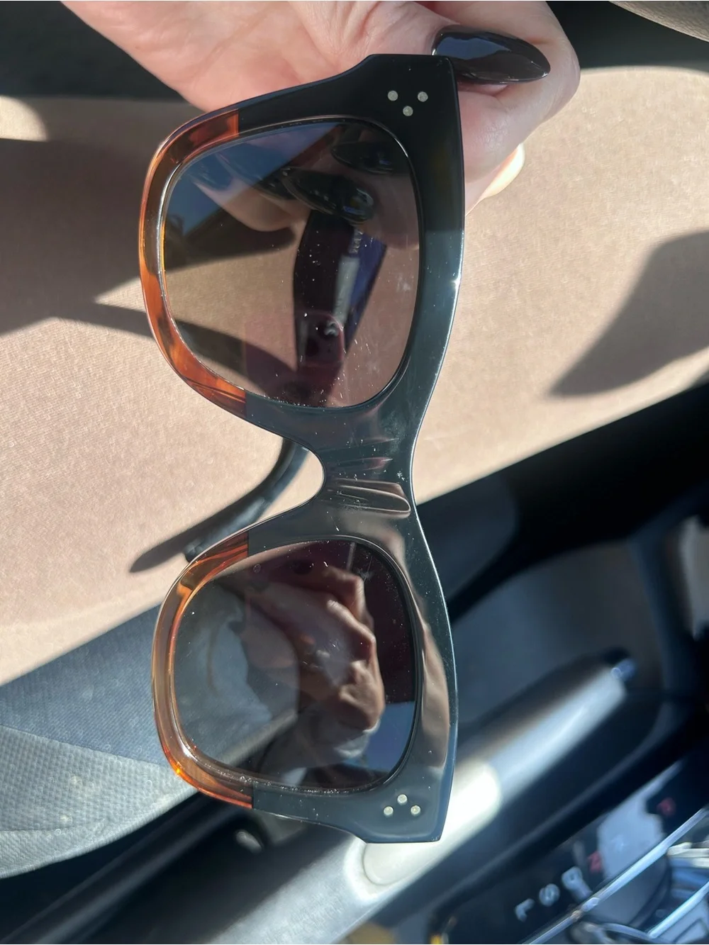 Celine Black and Tortoiseshell Square Sunglasses polarized